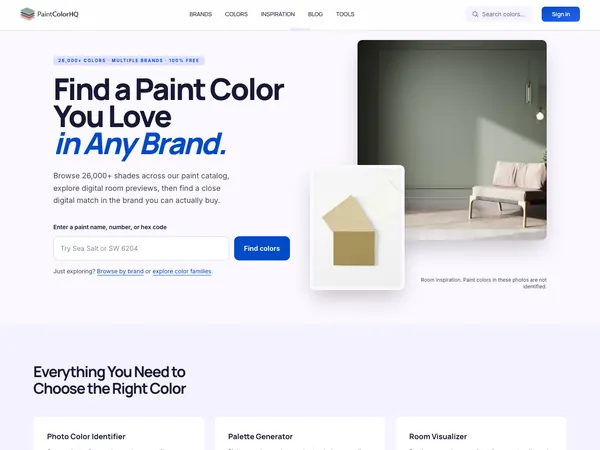 PaintColorHQ home page